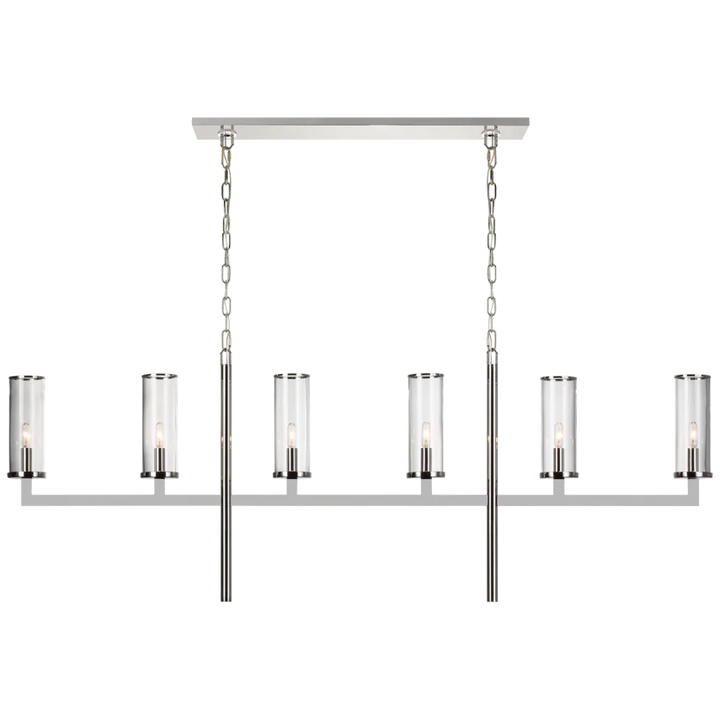 Limo Large Linear Chandelier With Clear Glass Shade-Visual Comfort-VISUAL-KW 5203PN-CG-ChandeliersPolished Nickel-Clear Glass-5-France and Son