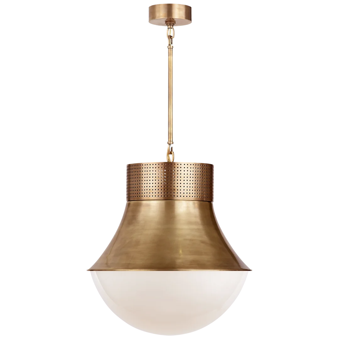 Priscilla Large Pendant-Visual Comfort-VISUAL-KW 5223AB-WG-PendantsAntique-Burnished Brass-White Glass-1-France and Son