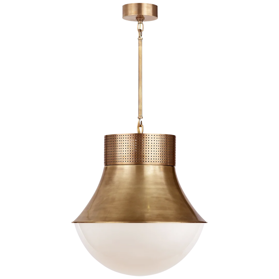 Priscilla Large Pendant-Visual Comfort-VISUAL-KW 5223AB-WG-PendantsAntique-Burnished Brass-White Glass-1-France and Son