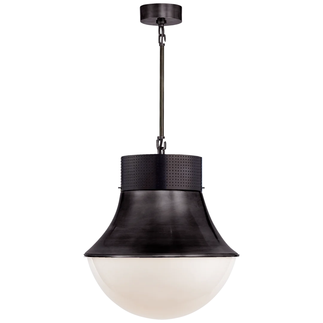 Priscilla Large Pendant-Visual Comfort-VISUAL-KW 5223BZ-WG-PendantsBronze-White Glass-3-France and Son