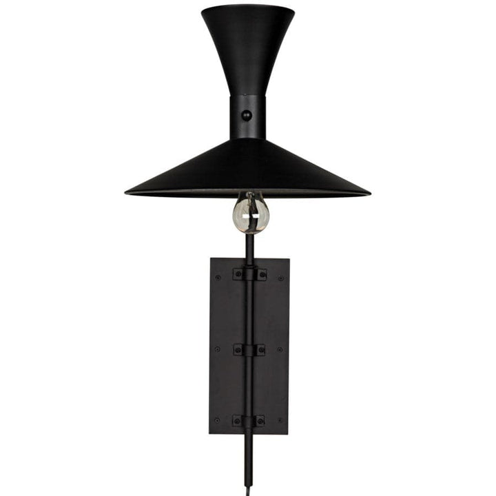 Enzo Sconce, Black Metal-Noir-NOIR-LAMP420MTB-Wall Lighting-2-France and Son