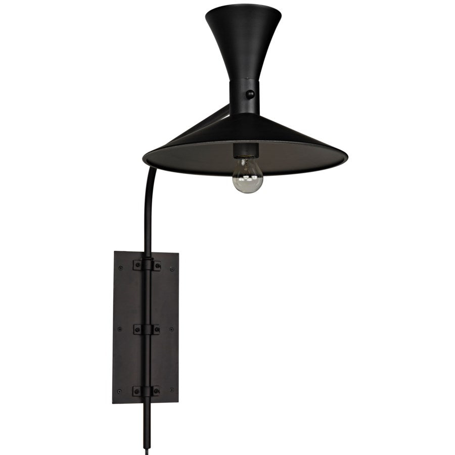 Enzo Sconce, Black Metal-Noir-NOIR-LAMP420MTB-Wall Lighting-3-France and Son