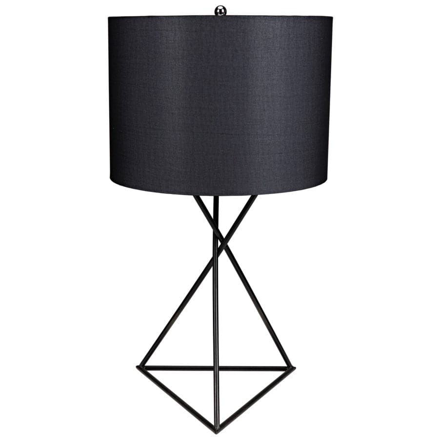 Triangle Table Lamp with Shade, Black Metal
