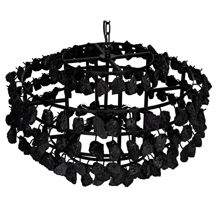 Vulcan Chandelier - Black Steel With Black Glass-Noir-NOIR-LAMP778MTB-Chandeliers-3-France and Son