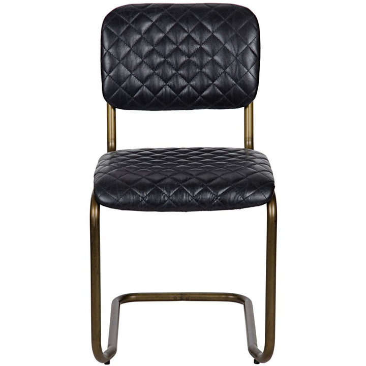 0037 Dining Chair, Metal and Leather-Noir-NOIR-LEA-C0037B-Dining Chairs-2-France and Son