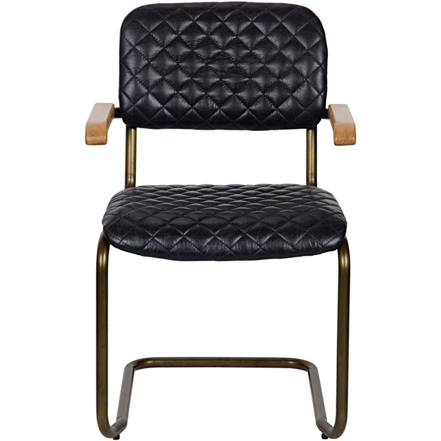0045 Arm Chair, Vintage Black Leather-Noir-NOIR-LEA-C0045B-Dining Chairs-2-France and Son