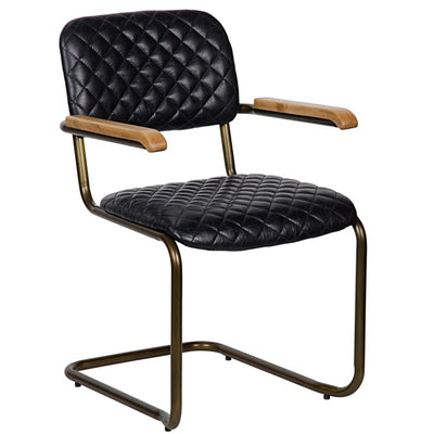 0045 Arm Chair, Vintage Black Leather-Noir-NOIR-LEA-C0045B-Dining Chairs-1-France and Son