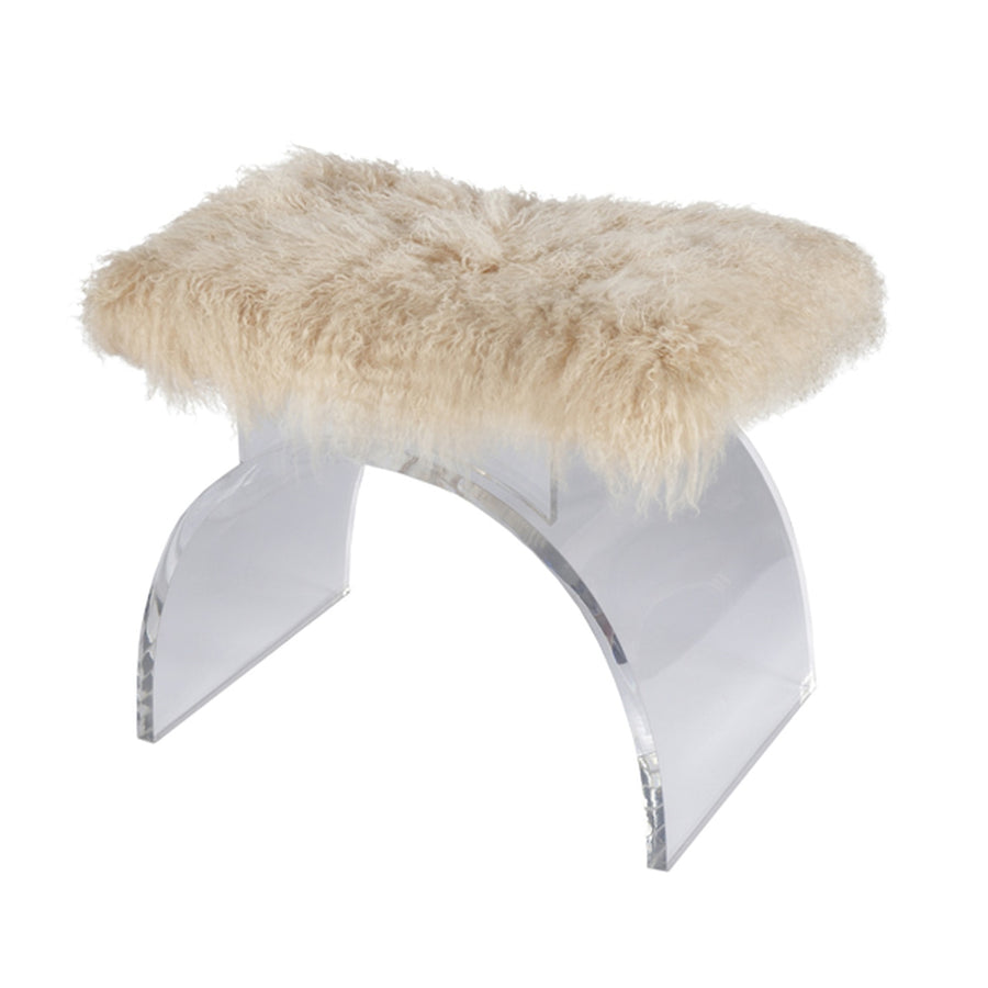 Marlowe Lucite Ached Stool With Cushion-Worlds Away-WORLD-MARLOWE MON-Stools & OttomansMONGOLIAN FUR-1-France and Son