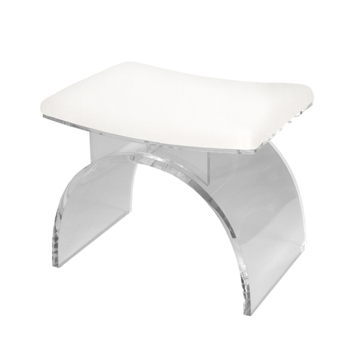 Marlowe Lucite Ached Stool With Cushion-Worlds Away-WORLD-MARLOWE WH-Stools & OttomansWHITE LINEN-4-France and Son
