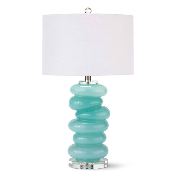 Stacked Pebble Glass Table Lamp (Aqua)