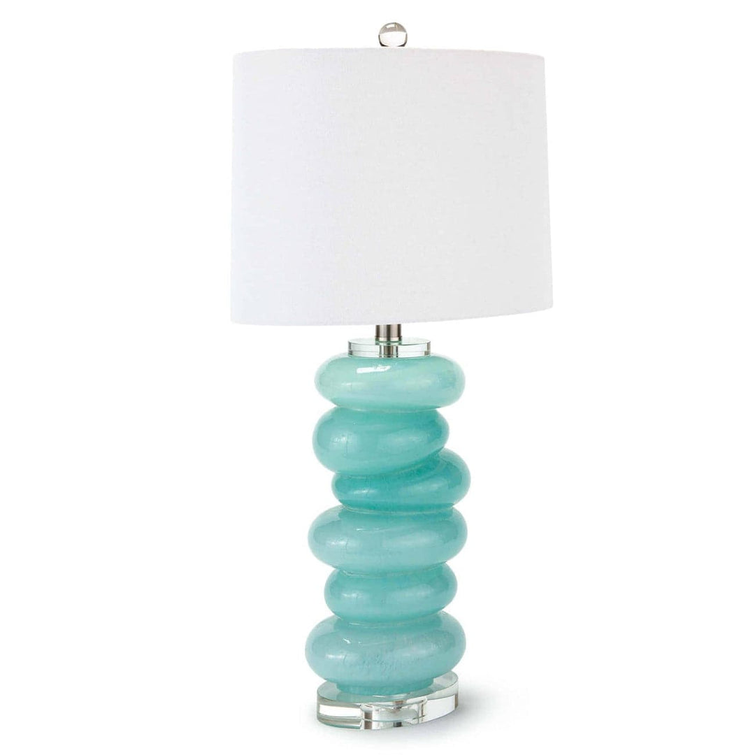 Stacked Pebble Glass Table Lamp (Aqua)