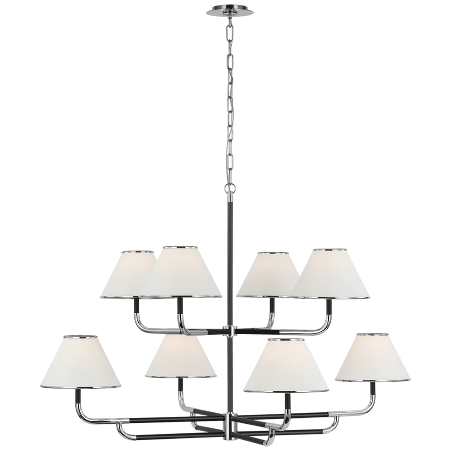 Rogby Grande Two - Tier Chandelier-Visual Comfort-VISUAL-MF 5057PN/EB-L-ChandeliersPolished Nickel and Ebony-1-France and Son