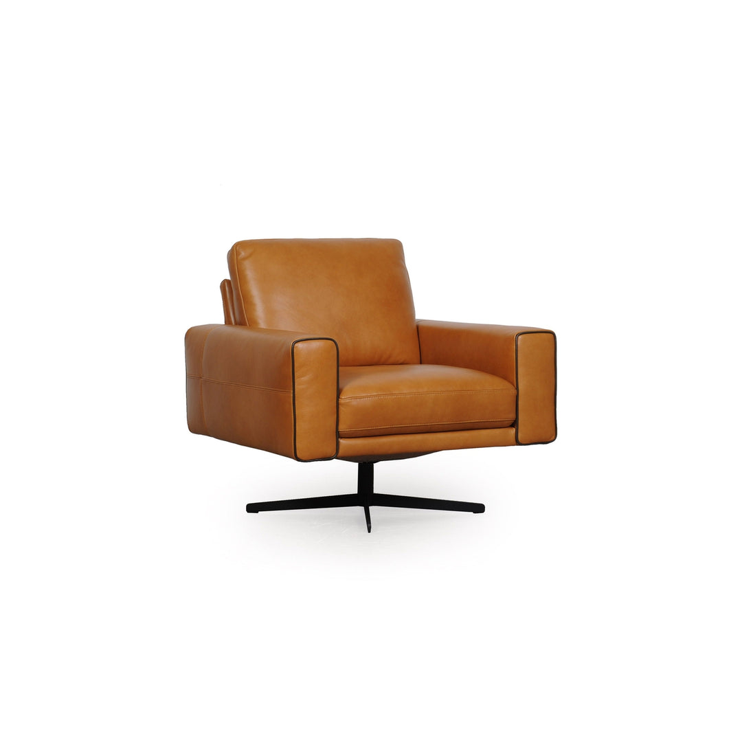 Castelle Full Leather Swivel Lounge Chair-Moroni Leather-MORONI-59306B1857-Lounge Chairs-1-France and Son