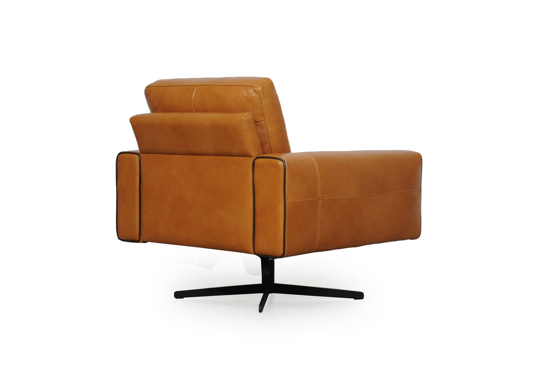 Castelle Full Leather Swivel Lounge Chair-Moroni Leather-MORONI-59306B1857-Lounge Chairs-3-France and Son