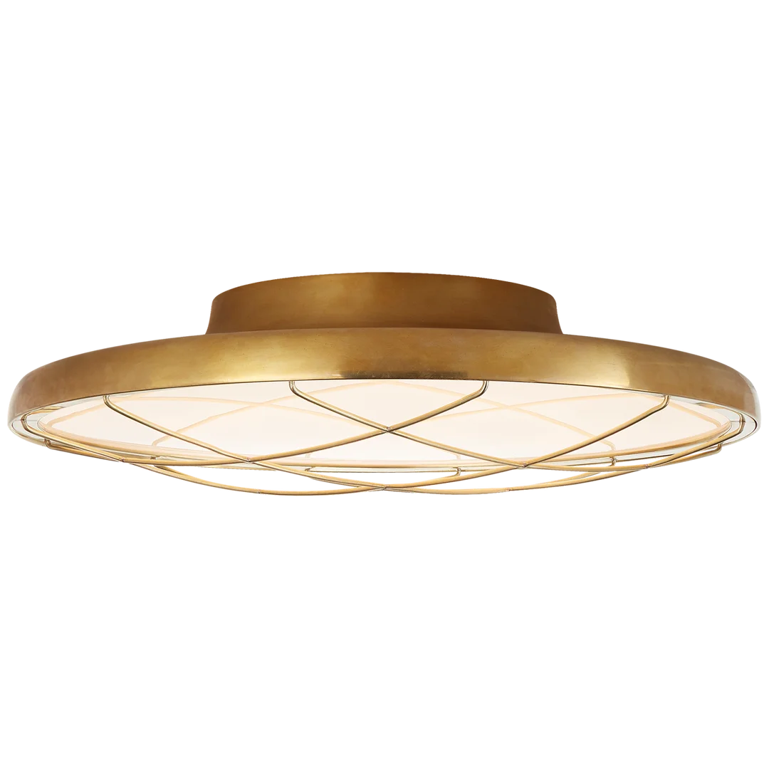 Dow 13" Caged Flush Mount-Visual Comfort-VISUAL-PB 4001NB-Flush MountsNatural Brass-2-France and Son