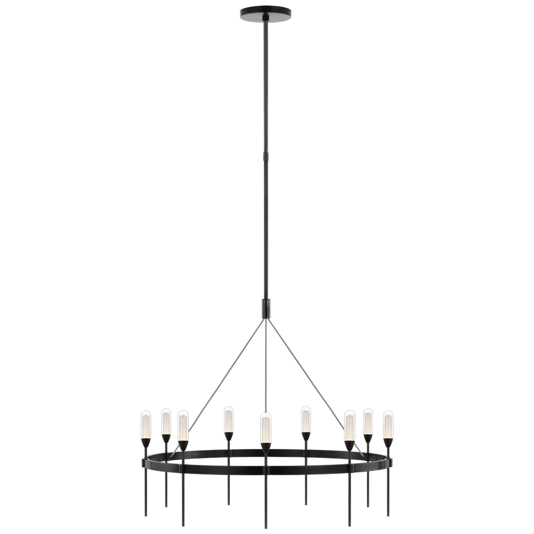 Olive Medium Ring Chandelier-Visual Comfort-VISUAL-PB 5030BZ-CG-ChandeliersBronze-Clear Shades-1-France and Son