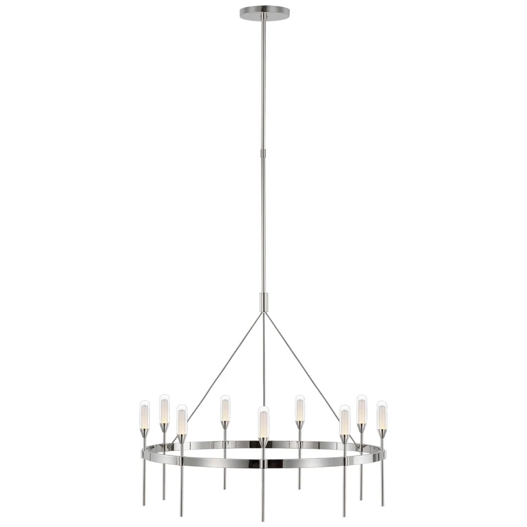 Olive Medium Ring Chandelier-Visual Comfort-VISUAL-PB 5030PN-CG-ChandeliersPolished Nickel-Clear Shades-3-France and Son