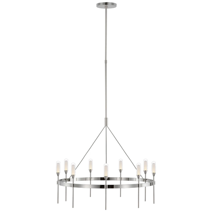 Olive Medium Ring Chandelier-Visual Comfort-VISUAL-PB 5030PN-CG-ChandeliersPolished Nickel-Clear Shades-3-France and Son