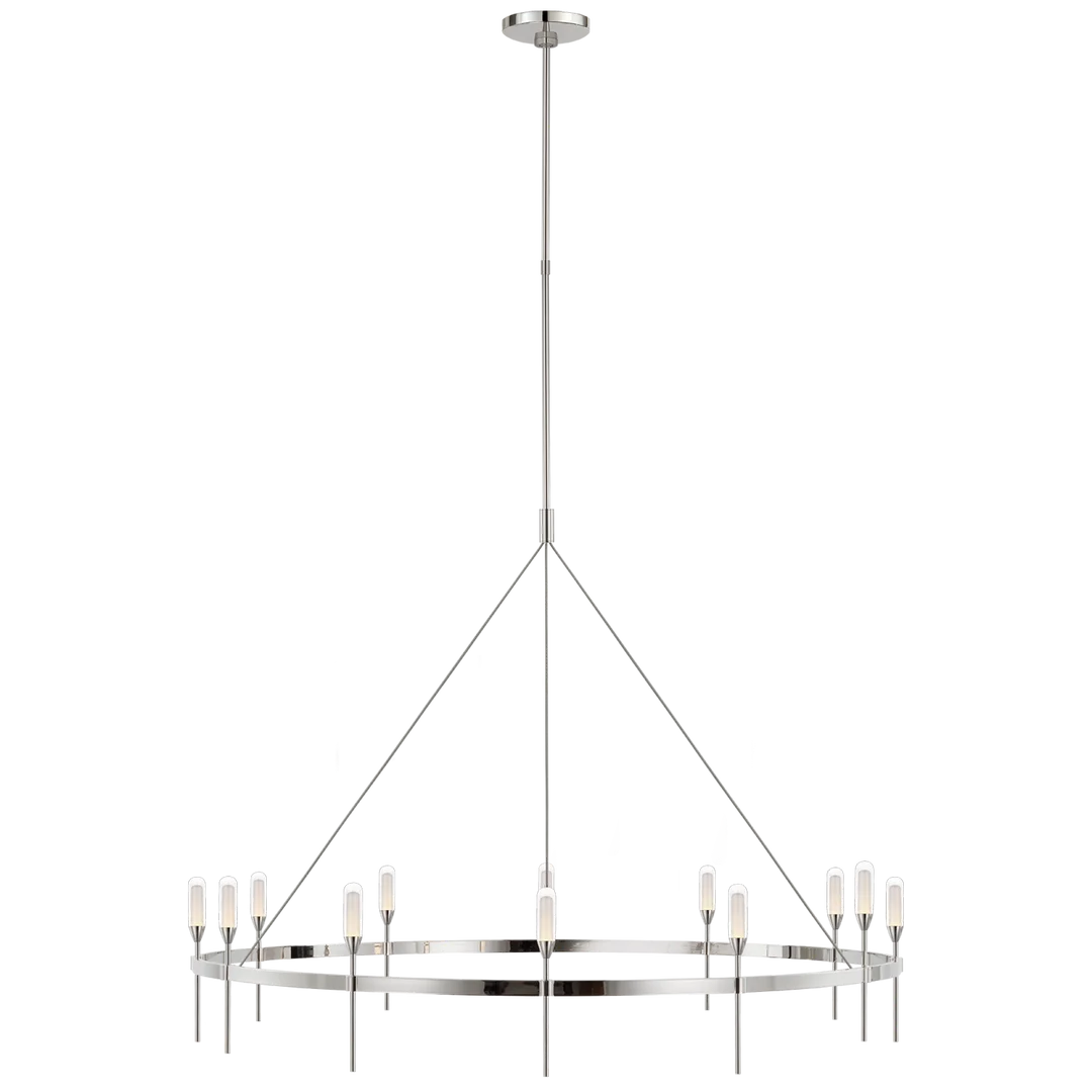 Oture Grande Ring Chandelier-Visual Comfort-VISUAL-PB 5032PN-CG-ChandeliersPolished Nickel-3-France and Son