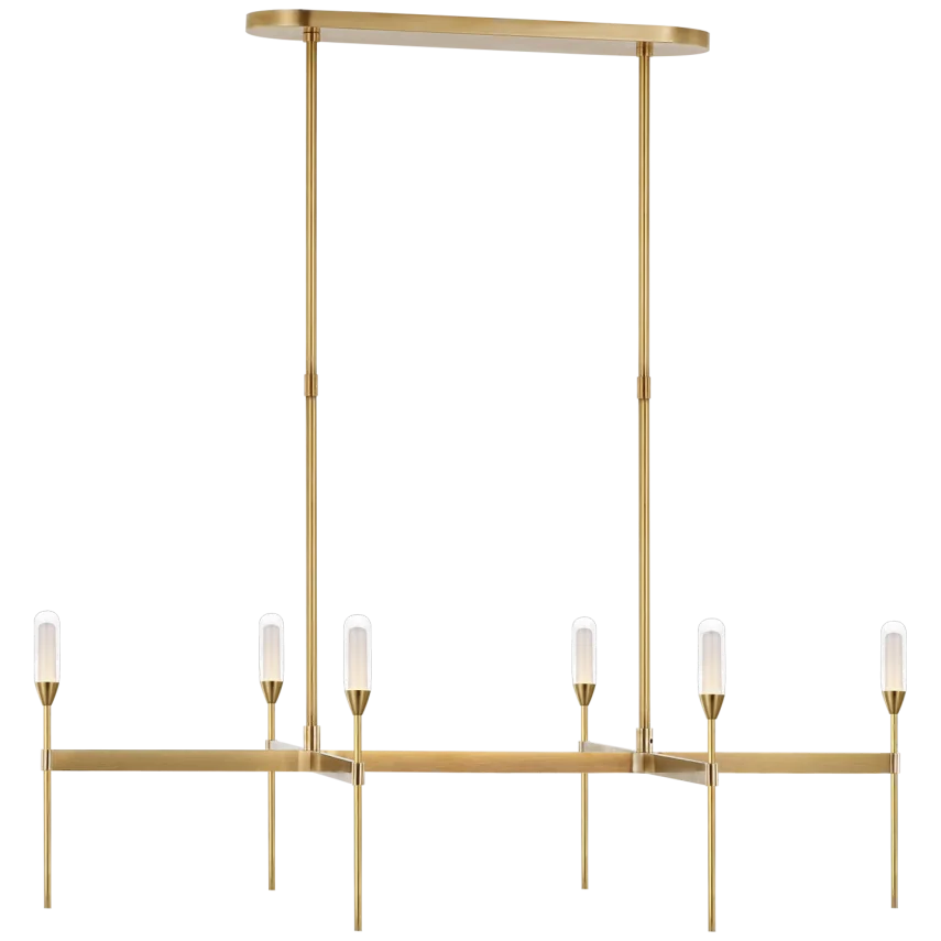 Oasis Medium Uplight Linear Chandelier-Visual Comfort-VISUAL-PB 5046NB-CG-ChandeliersNatural Brass-Clear Glass-2-France and Son