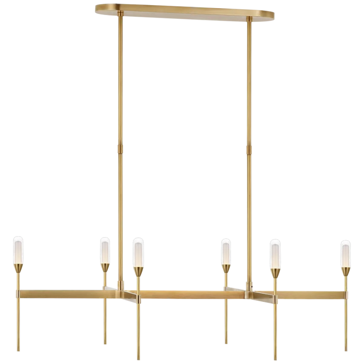 Oasis Medium Uplight Linear Chandelier-Visual Comfort-VISUAL-PB 5046NB-CG-ChandeliersNatural Brass-Clear Glass-2-France and Son