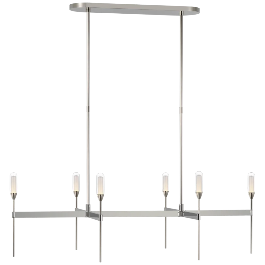 Oasis Medium Uplight Linear Chandelier-Visual Comfort-VISUAL-PB 5046PN-CG-ChandeliersPolished Nickel-Clear Glass-3-France and Son