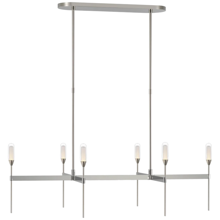 Oasis Medium Uplight Linear Chandelier-Visual Comfort-VISUAL-PB 5046PN-CG-ChandeliersPolished Nickel-Clear Glass-3-France and Son