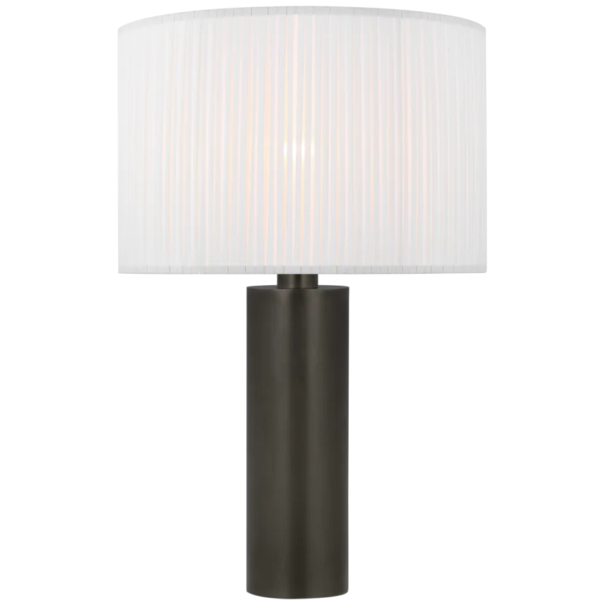 Silva Medium Table Lamp-Visual Comfort-VISUAL-PCD 3010BZ-SP-Table LampsBronze-Silk Pleat Shade-2-France and Son