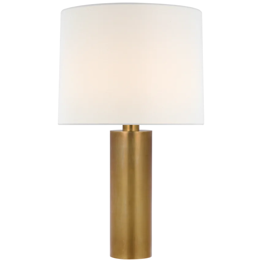 Silva Medium Table Lamp-Visual Comfort-VISUAL-PCD 3010HAB-L-Table LampsHand-Rubbed Antique Brass-Linen Shade-3-France and Son