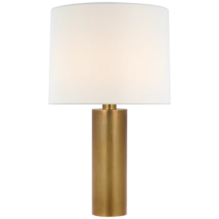 Silva Medium Table Lamp-Visual Comfort-VISUAL-PCD 3010HAB-L-Table LampsHand-Rubbed Antique Brass-Linen Shade-3-France and Son