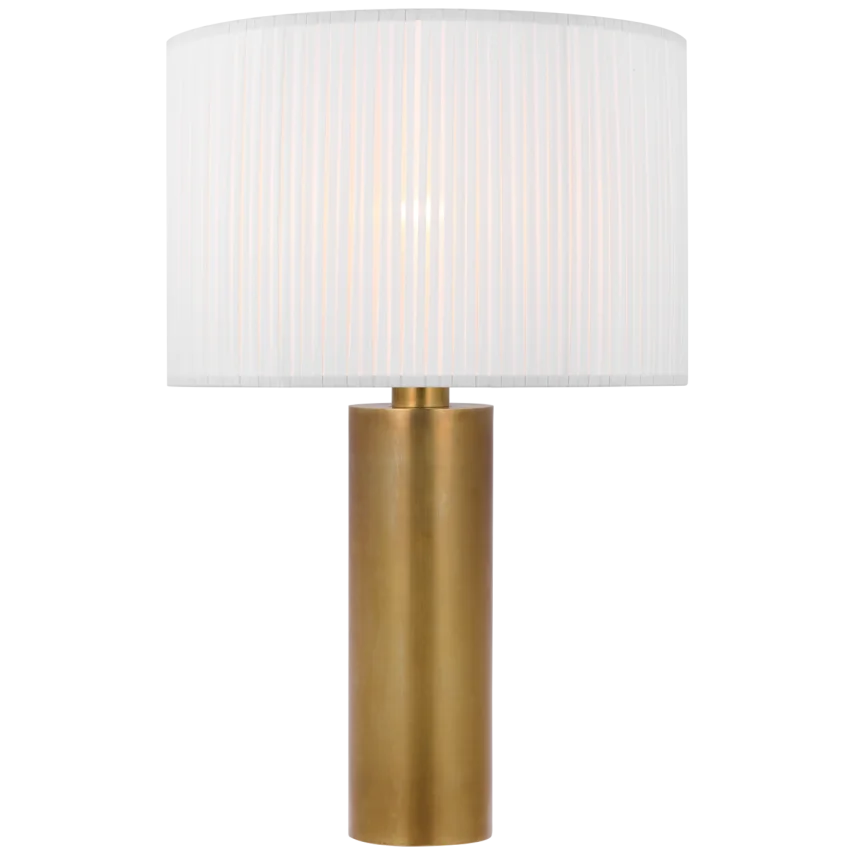 Silva Medium Table Lamp-Visual Comfort-VISUAL-PCD 3010HAB-SP-Table LampsHand-Rubbed Antique Brass-Silk Pleat Shade-4-France and Son