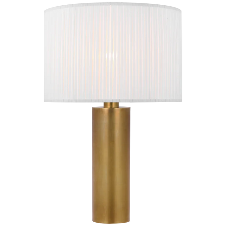 Silva Medium Table Lamp-Visual Comfort-VISUAL-PCD 3010HAB-SP-Table LampsHand-Rubbed Antique Brass-Silk Pleat Shade-4-France and Son