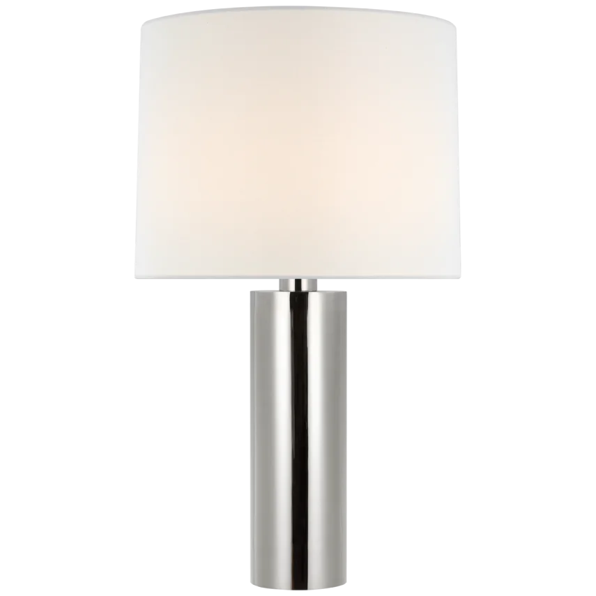 Silva Medium Table Lamp-Visual Comfort-VISUAL-PCD 3010PN-L-Table LampsPolished Nickel-Linen Shade-5-France and Son