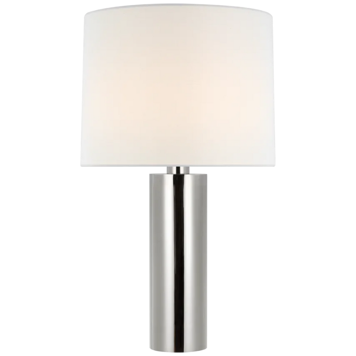 Silva Medium Table Lamp-Visual Comfort-VISUAL-PCD 3010PN-L-Table LampsPolished Nickel-Linen Shade-5-France and Son