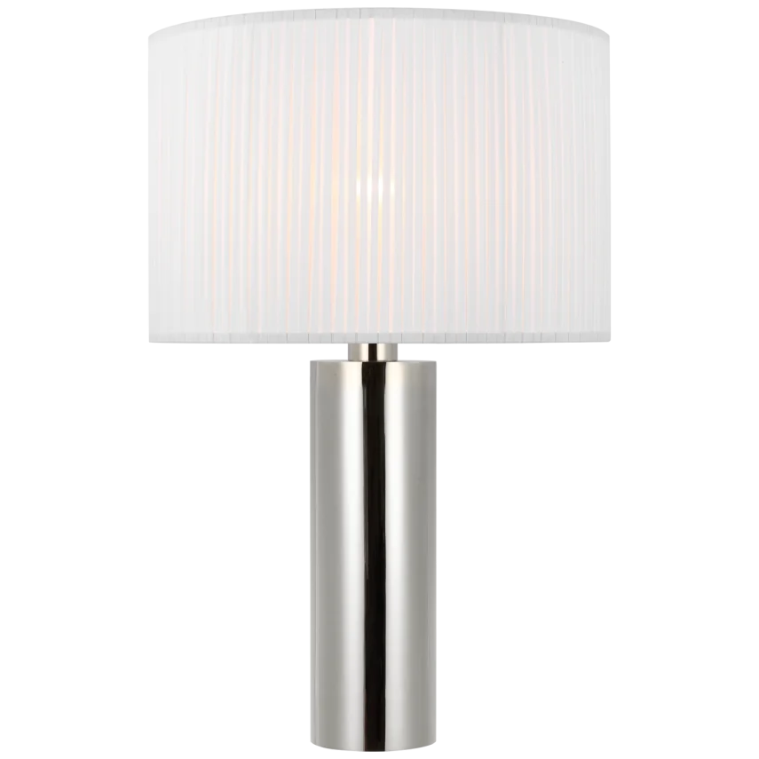 Silva Medium Table Lamp-Visual Comfort-VISUAL-PCD 3010PN-SP-Table LampsPolished Nickel-Silk Pleat Shade-6-France and Son