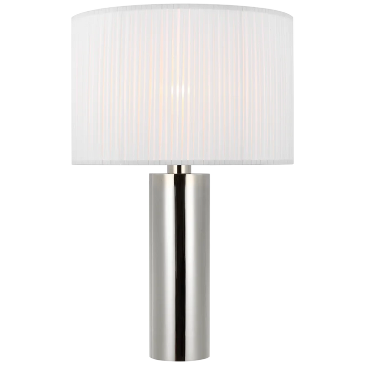 Silva Medium Table Lamp-Visual Comfort-VISUAL-PCD 3010PN-SP-Table LampsPolished Nickel-Silk Pleat Shade-6-France and Son