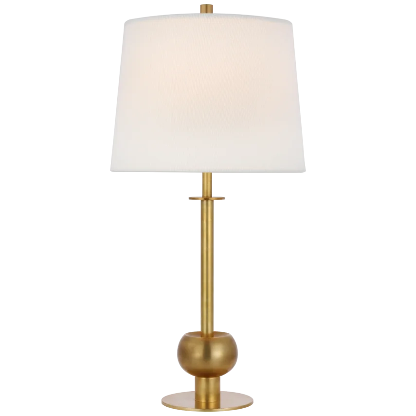 Corry Medium Table Lamp-Visual Comfort-VISUAL-PCD 3100HAB-L-Table LampsHand-Rubbed Antique Brass-Linen Shade-2-France and Son