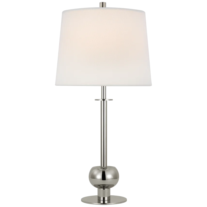 Corry Medium Table Lamp-Visual Comfort-VISUAL-PCD 3100PN-L-Table LampsPolished Nickel-Linen Shade-3-France and Son