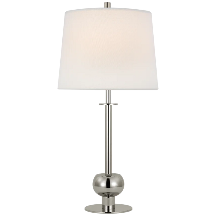 Corry Medium Table Lamp-Visual Comfort-VISUAL-PCD 3100PN-L-Table LampsPolished Nickel-Linen Shade-3-France and Son