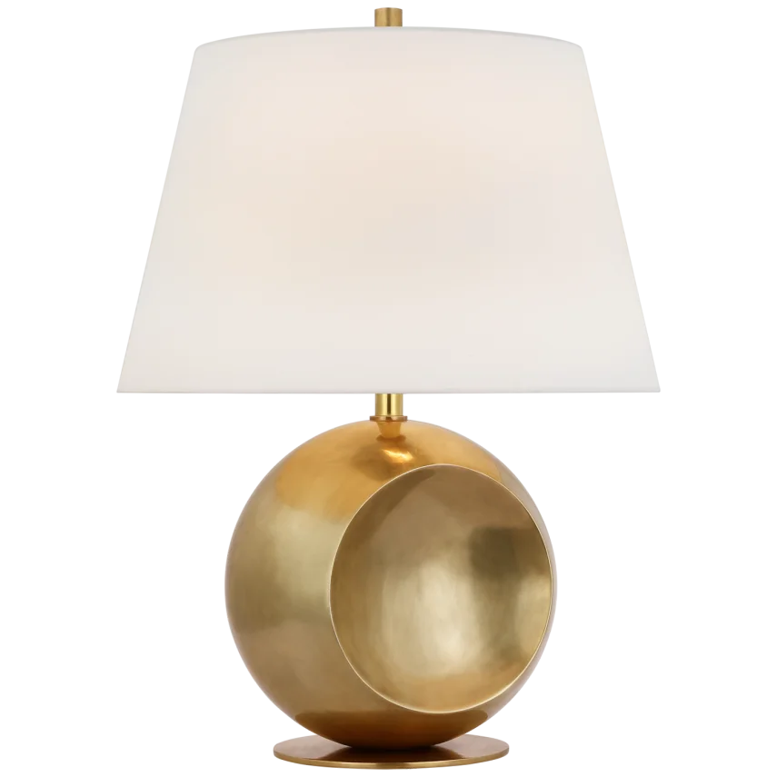 Coma Medium Globe Table Lamp-Visual Comfort-VISUAL-PCD 3101HAB-L-Table LampsHand-Rubbed Antique Brass-Linen-2-France and Son