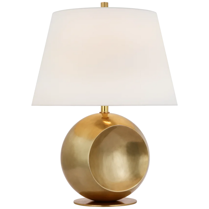 Coma Medium Globe Table Lamp-Visual Comfort-VISUAL-PCD 3101HAB-L-Table LampsHand-Rubbed Antique Brass-Linen-2-France and Son