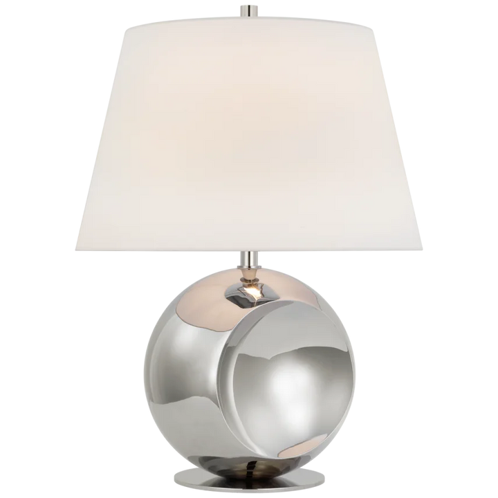 Coma Medium Globe Table Lamp-Visual Comfort-VISUAL-PCD 3101PN-L-Table LampsPolished Nickel-Linen-3-France and Son