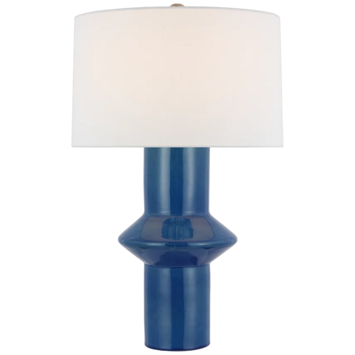 Max Medium Table Lamp-Visual Comfort-VISUAL-PCD 3602AQC-L-Table LampsAqua Crackle-Linen Shade-1-France and Son