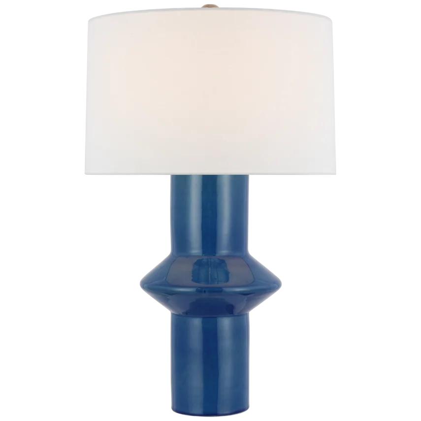 Max Medium Table Lamp-Visual Comfort-VISUAL-PCD 3602AQC-L-Table LampsAqua Crackle-Linen Shade-1-France and Son