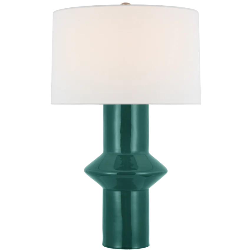 Max Medium Table Lamp-Visual Comfort-VISUAL-PCD 3602EGC-L-Table LampsEmerald Crackle-Linen Shade-2-France and Son