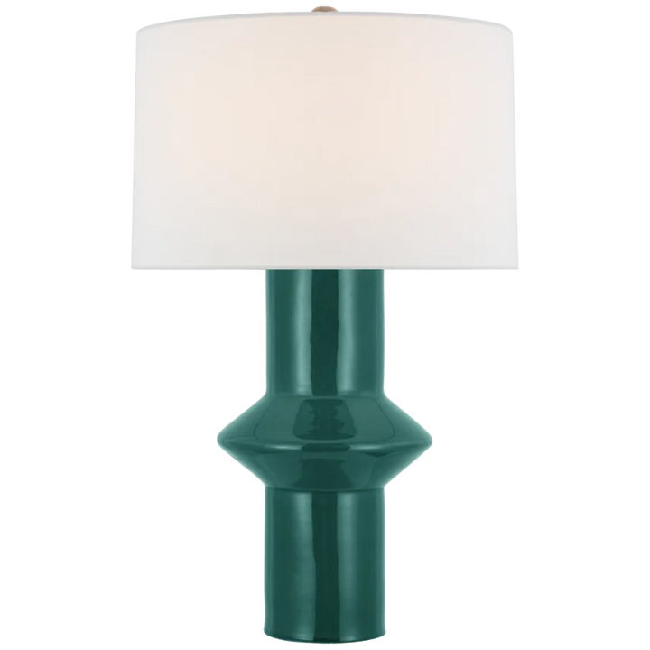 Max Medium Table Lamp-Visual Comfort-VISUAL-PCD 3602EGC-L-Table LampsEmerald Crackle-Linen Shade-2-France and Son