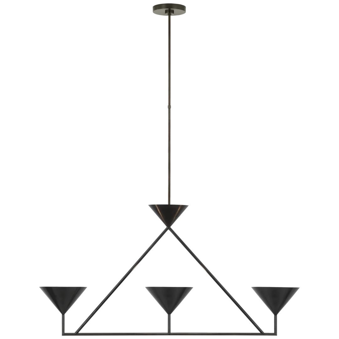 Orla Medium 3-Light Linear Chandelier-Visual Comfort-VISUAL-PCD 5215BZ-ChandeliersBronze-1-France and Son