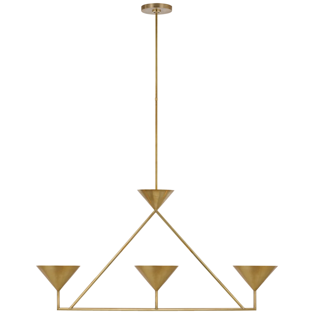 Orla Medium 3-Light Linear Chandelier-Visual Comfort-VISUAL-PCD 5215HAB-ChandeliersHand-Rubbed Antique Brass-2-France and Son