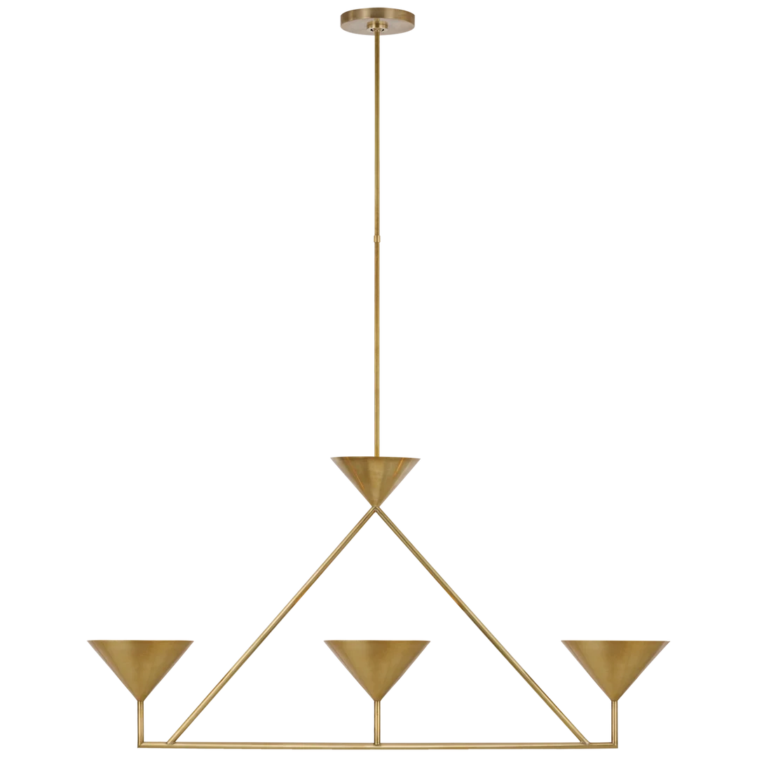 Orla Medium 3-Light Linear Chandelier-Visual Comfort-VISUAL-PCD 5215HAB-ChandeliersHand-Rubbed Antique Brass-2-France and Son