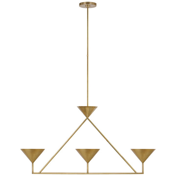 Orla Medium 3-Light Linear Chandelier-Visual Comfort-VISUAL-PCD 5215HAB-ChandeliersHand-Rubbed Antique Brass-2-France and Son